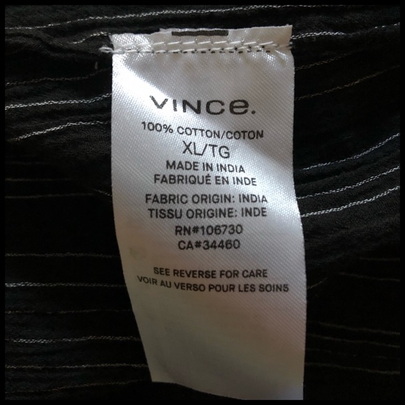 VINCE Variegated Stripe Top in Black/White Cotton. - Picture 7 of 8